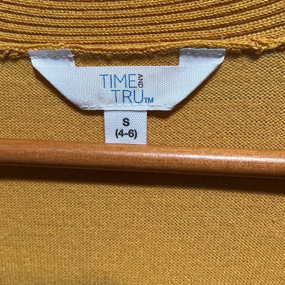 TIME AND TRU Women’s Open Front Cardigan Mustard Yellow Size Small - Picture 4 of 5